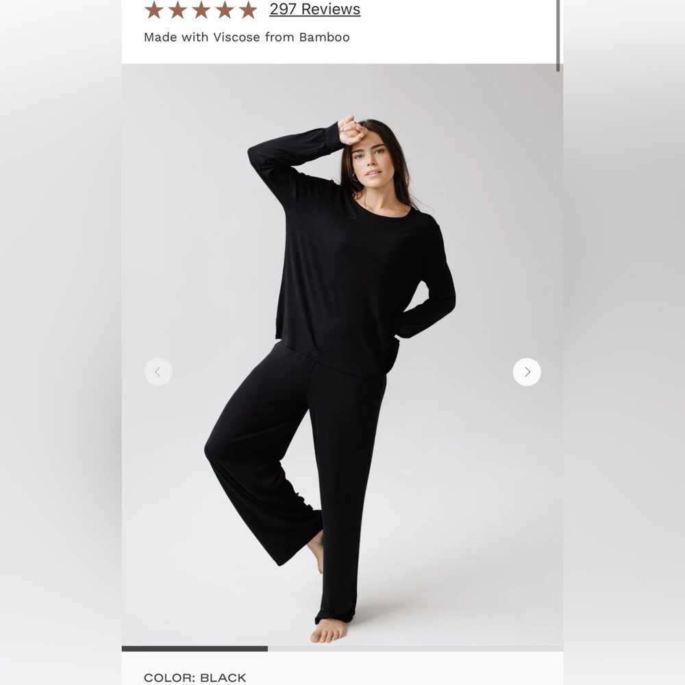 Cozy Earth Ribbed Knit Bamboo Lounge set - M - black